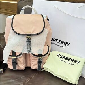 ✅NEW “Burberry” 💯% Authentic LL MD Enfield Nylon Backpack Rose Beige and Black